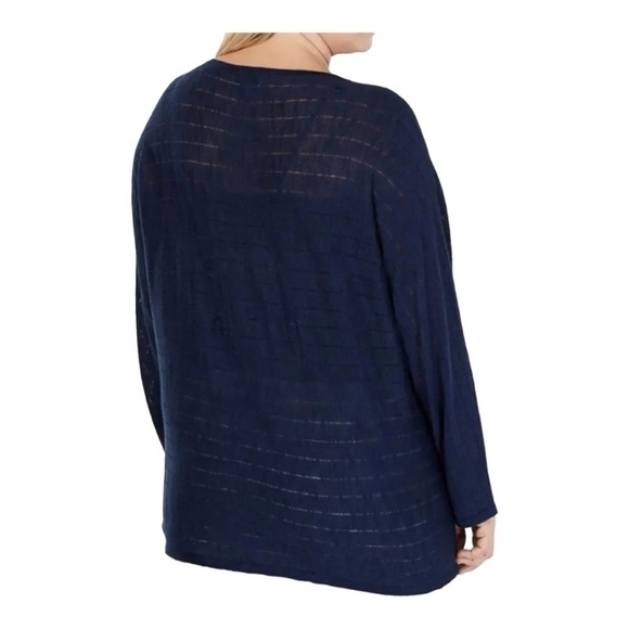 NEW Style & Co Plus Navy Blue Tunic Top Blouse Long Sleeves Lightweight Size 2X - Picture 2 of 7